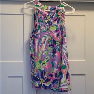 Lilly silk tank top with gold buttons